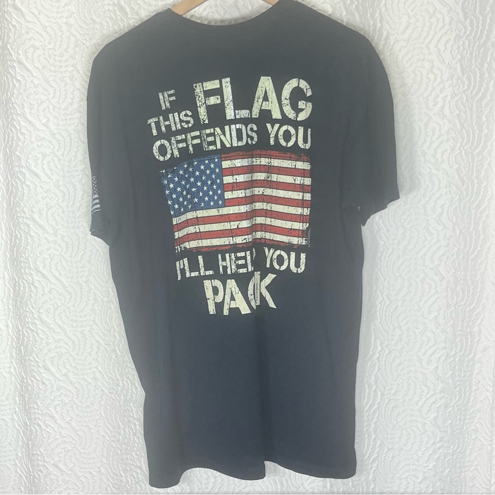 BUCKWEAR  Bold and Proud American Flag Navy Blue Short Sleeve Tee